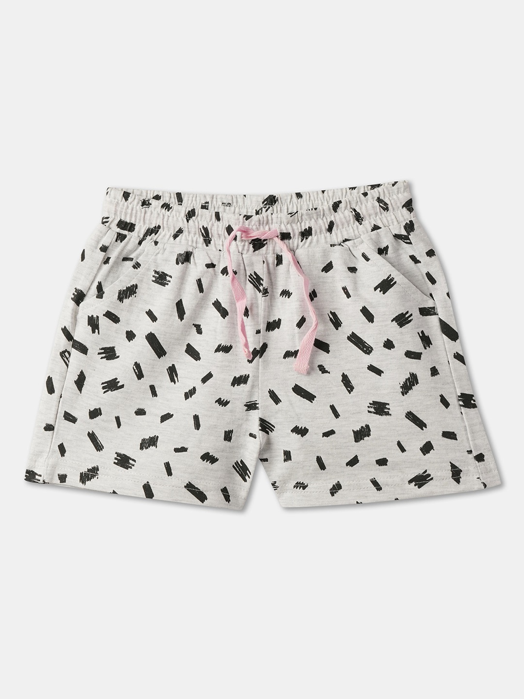 

R&B Girls Printed Mid-Rise Cotton Shorts, Grey