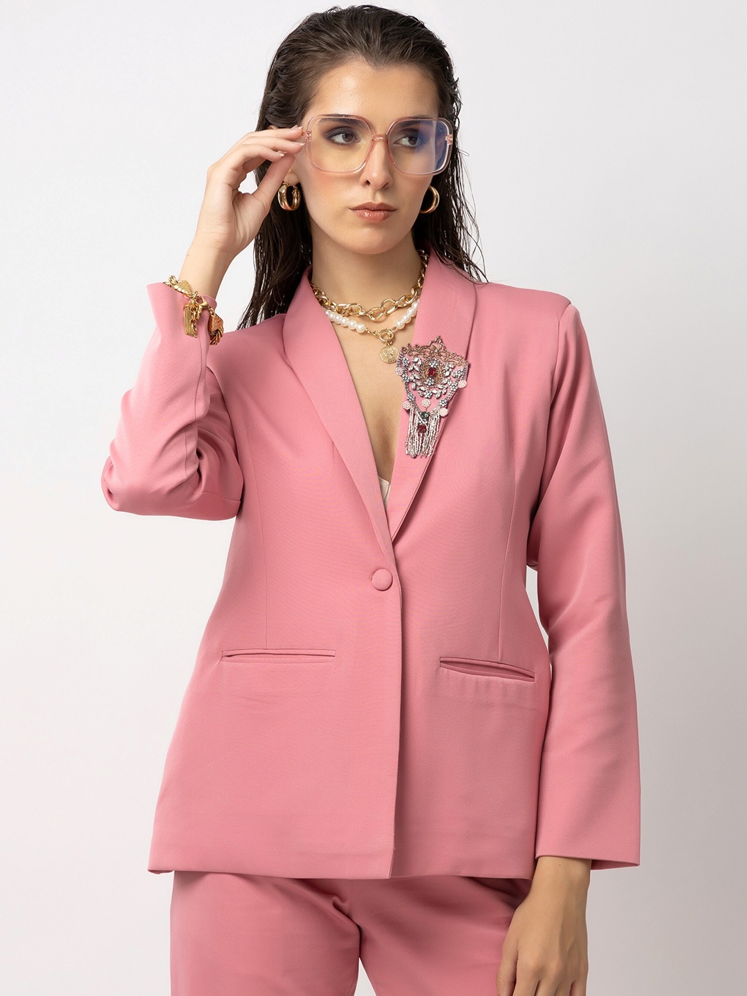 

Diwaah Single Breasted Casual Blazer, Pink
