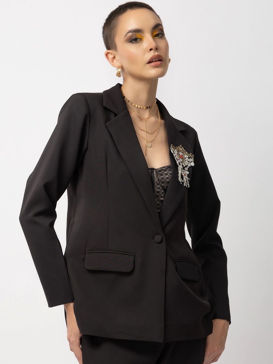 

Diwaah Single Breasted Casual Blazer, Black
