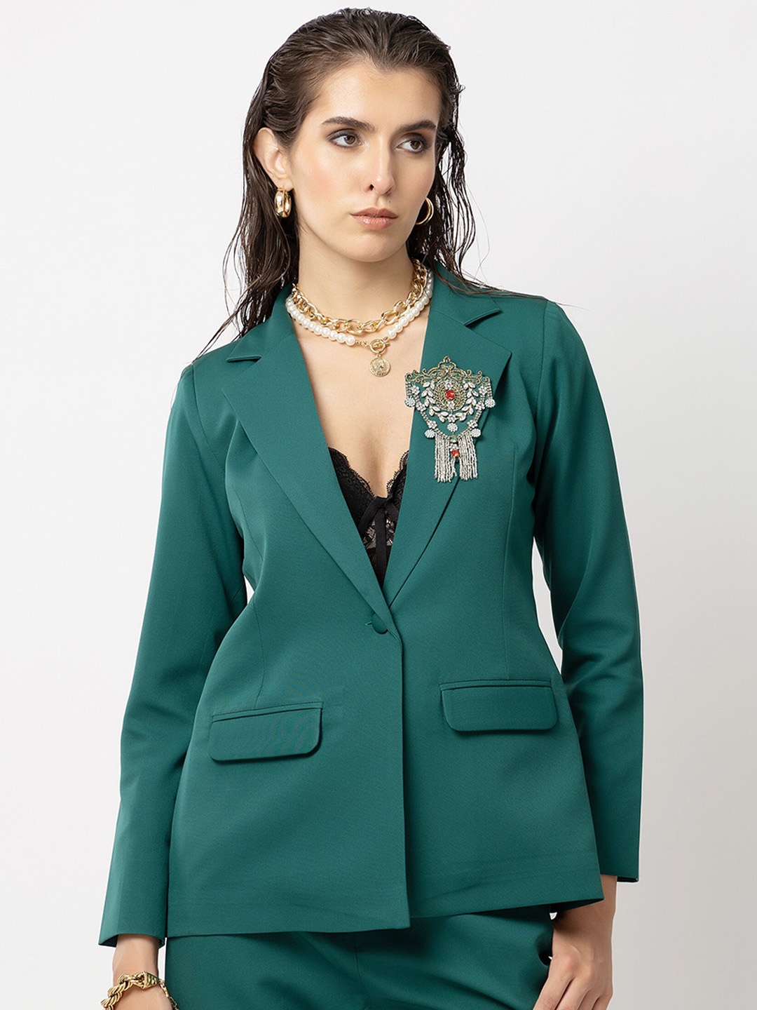 

Diwaah Single Breasted Casual Blazer, Green