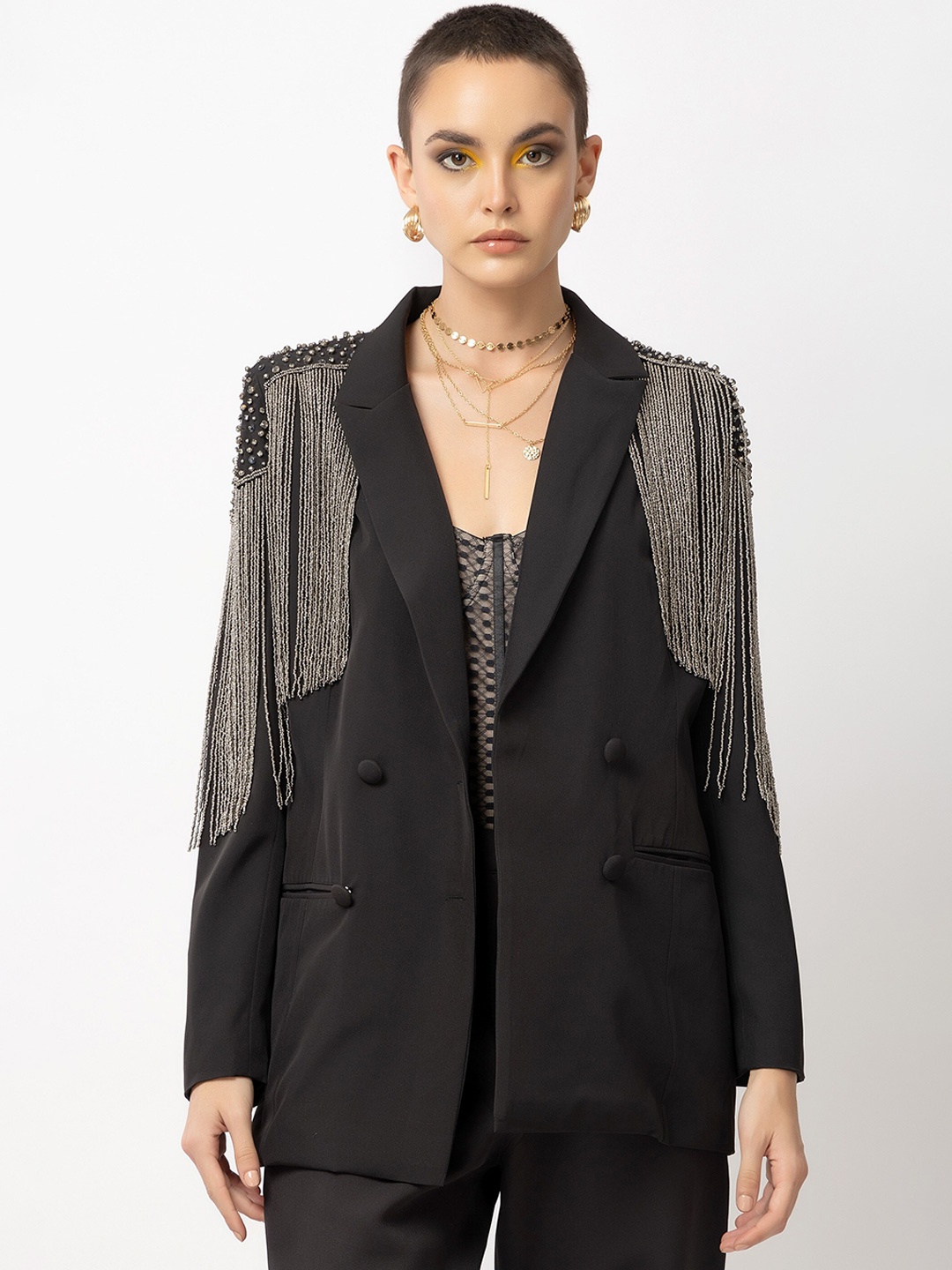 

Diwaah Embellished Single-Breasted Blazers, Black