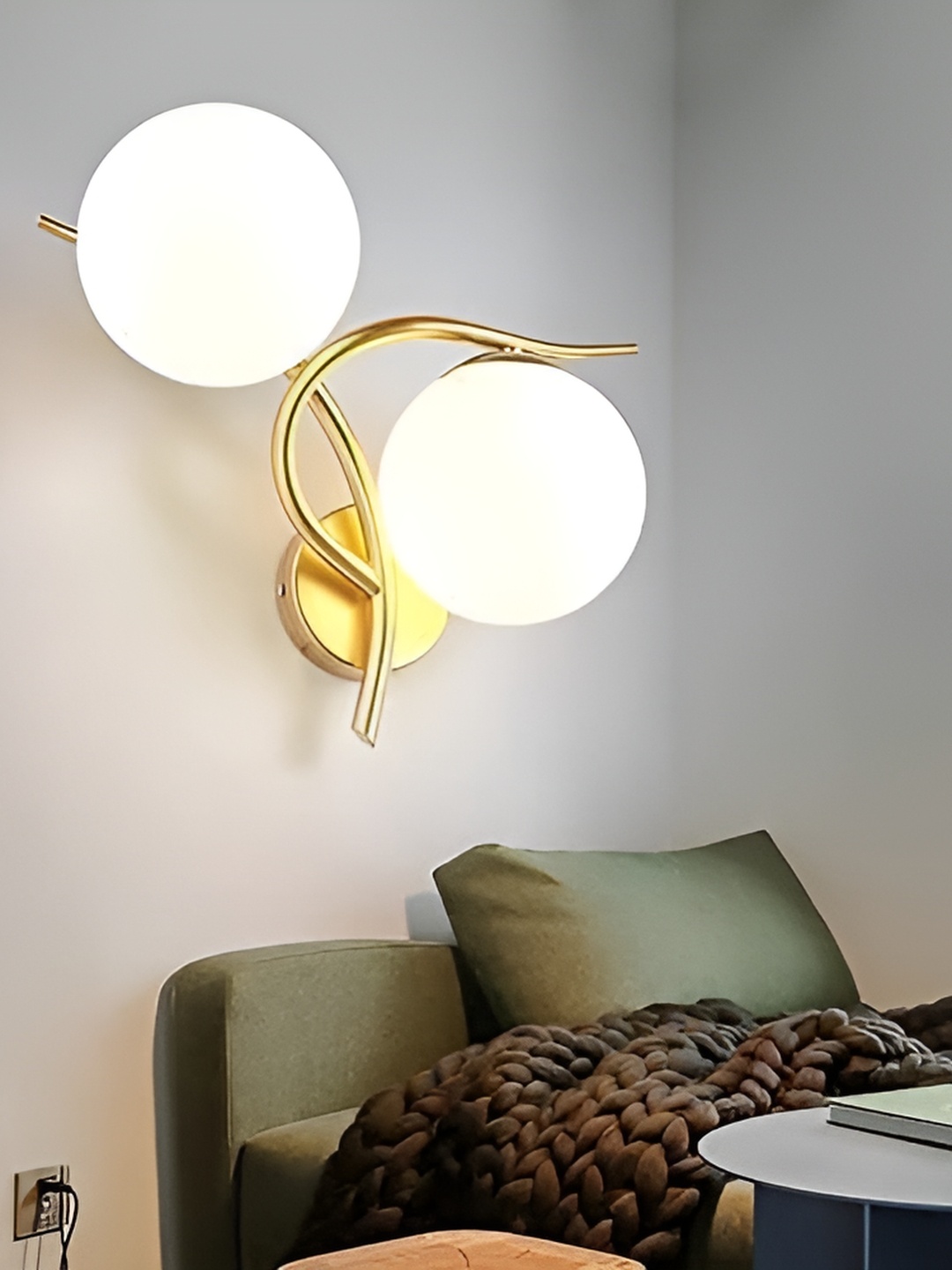 

ADWAIT White & Gold-Toned Glass Contemporary Spherical Shaped Wall Lamp