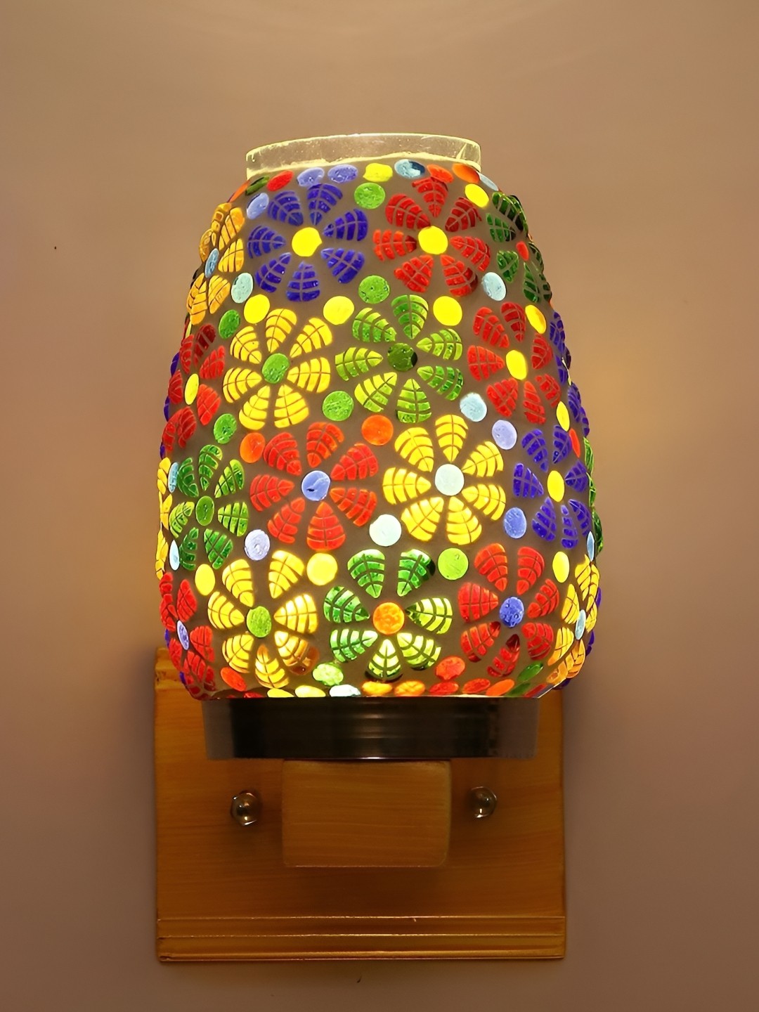 

ADWAIT White & Red Printed Glass Traditional Semi Sphere Wall Lamp