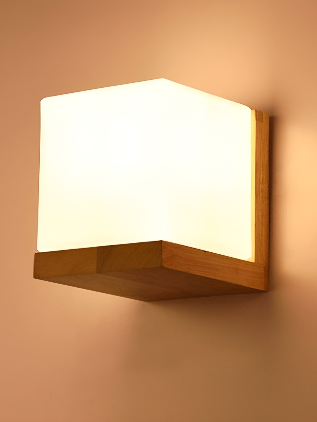 

ADWAIT White & Brown Glass Contemporary Square Shaped Wall Lamp