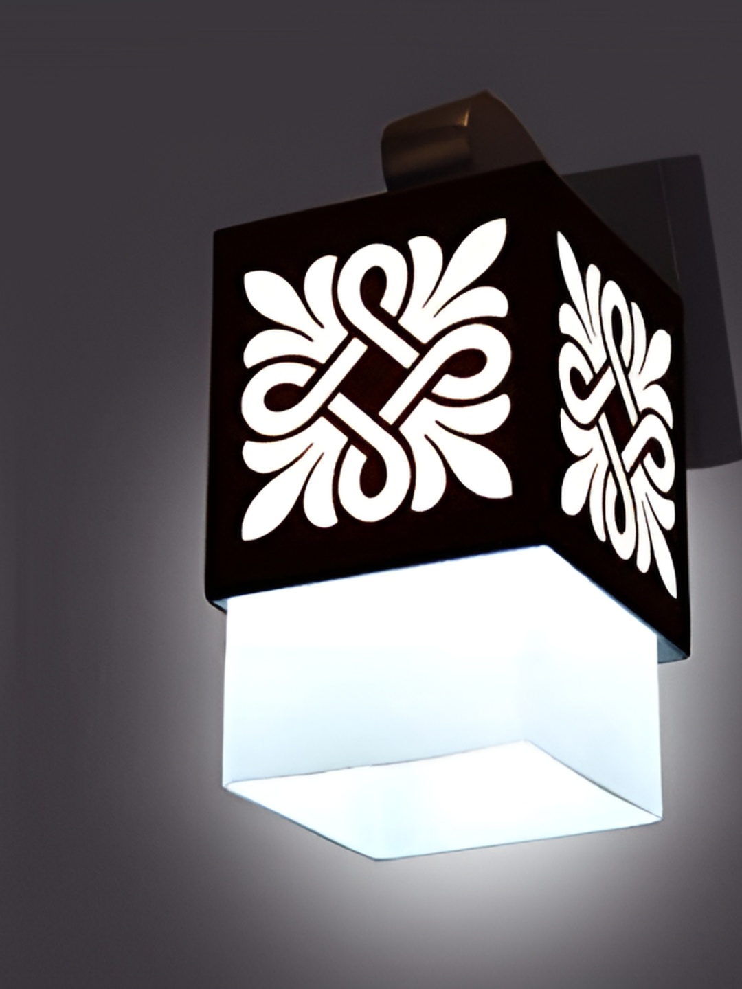 

ADWAIT White & Black Textured Glass Traditional Rectangle Shaped Wall Lamp