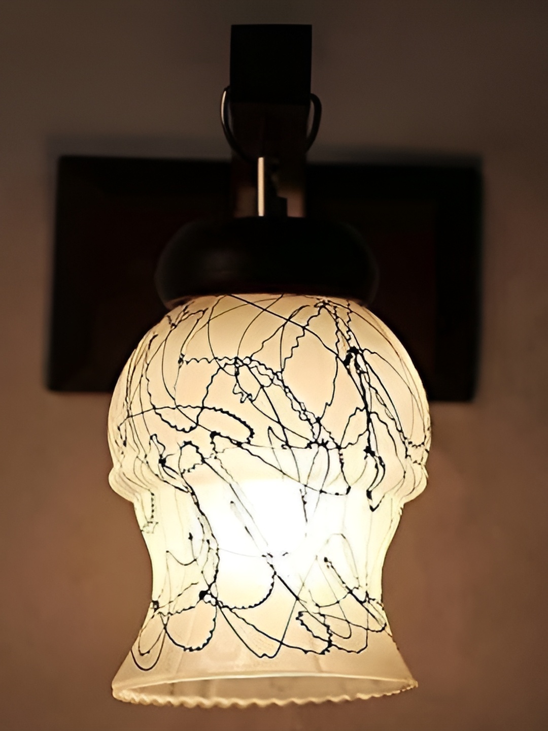 

ADWAIT White & Brown 4 Pieces Printed Glass Contemporary Wall Lamp