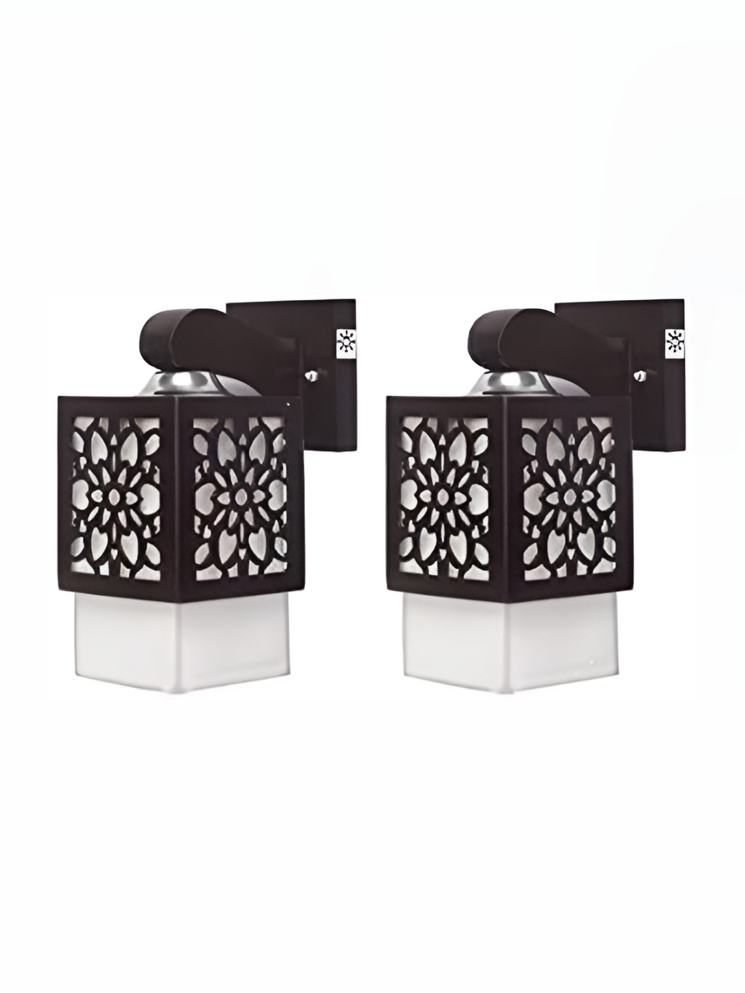 

ADWAIT White & Black 2 Pcs Textured Glass Contemporary Rectangle Shaped Wall Lamps