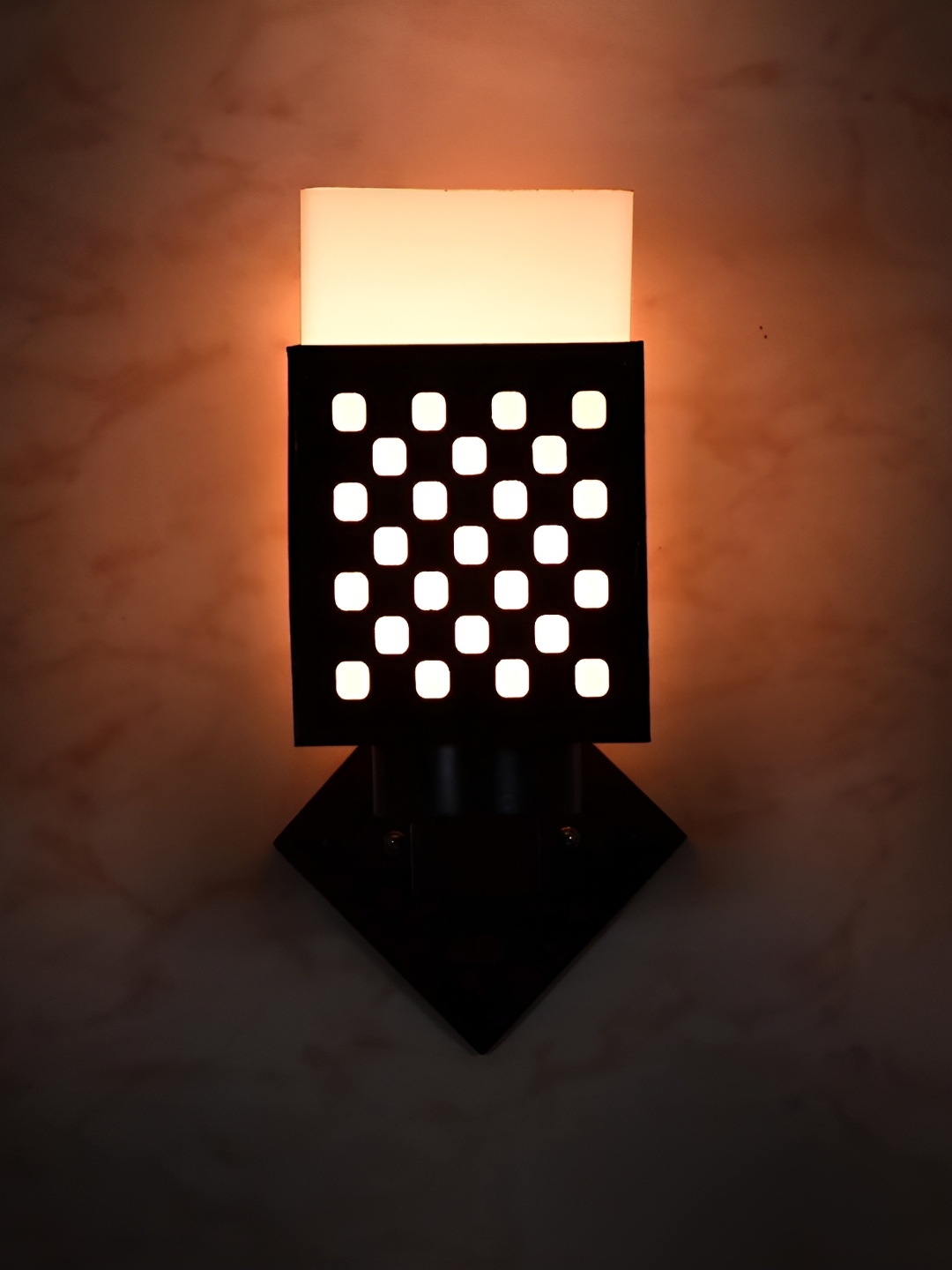 

ADWAIT Black & White Textured Glass Contemporary Square Shaped Wall Lamp