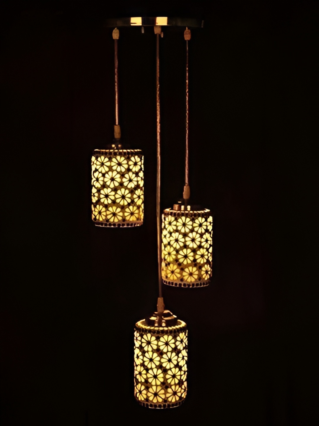 

ADWAIT White & Red Textured Glass Contemporary Cylinder Shaped Celling Lamp