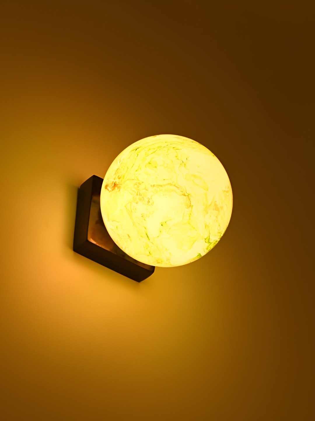 

ADWAIT Yellow & Green Printed Glass Traditional Spherical Shaped Wall Lamp