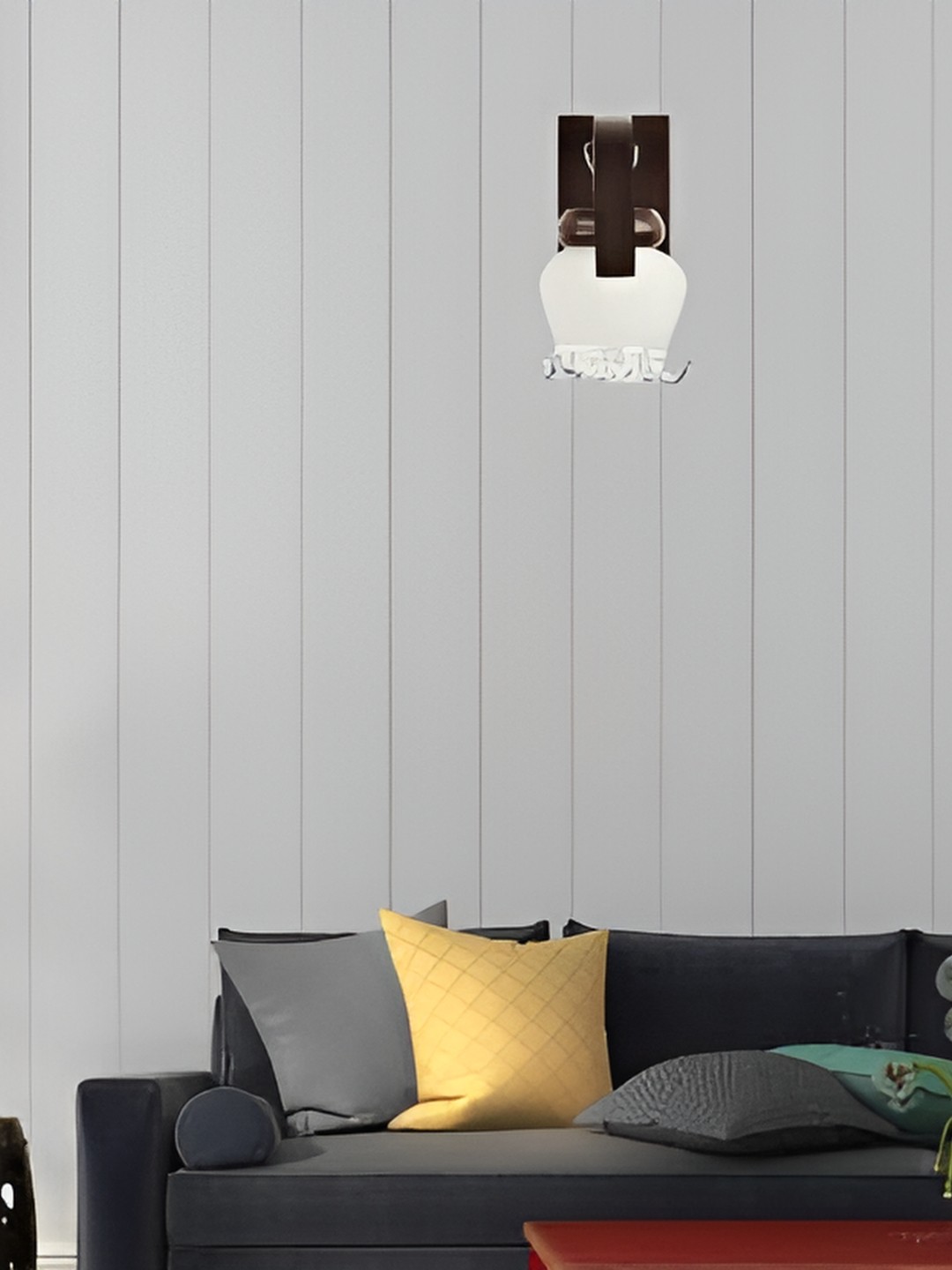 

ADWAIT White & Brown 4 Pieces Textured Glass Contemporary Bell Shaped Wall Lamp