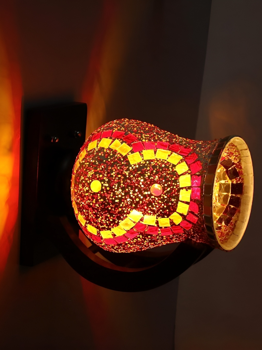 

ADWAIT Red & Yellow Textured Glass Contemporary Wall Lamp