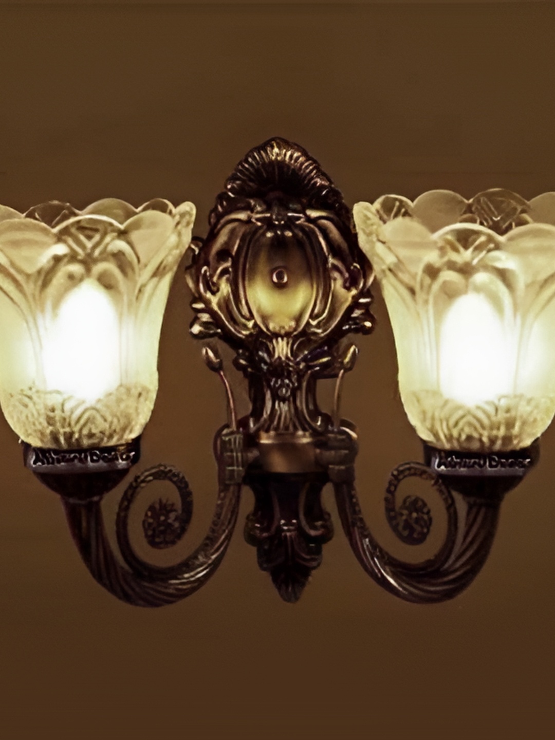 

ADWAIT White & Gold-Toned Textured Glass Bell Shape Wall Lamp