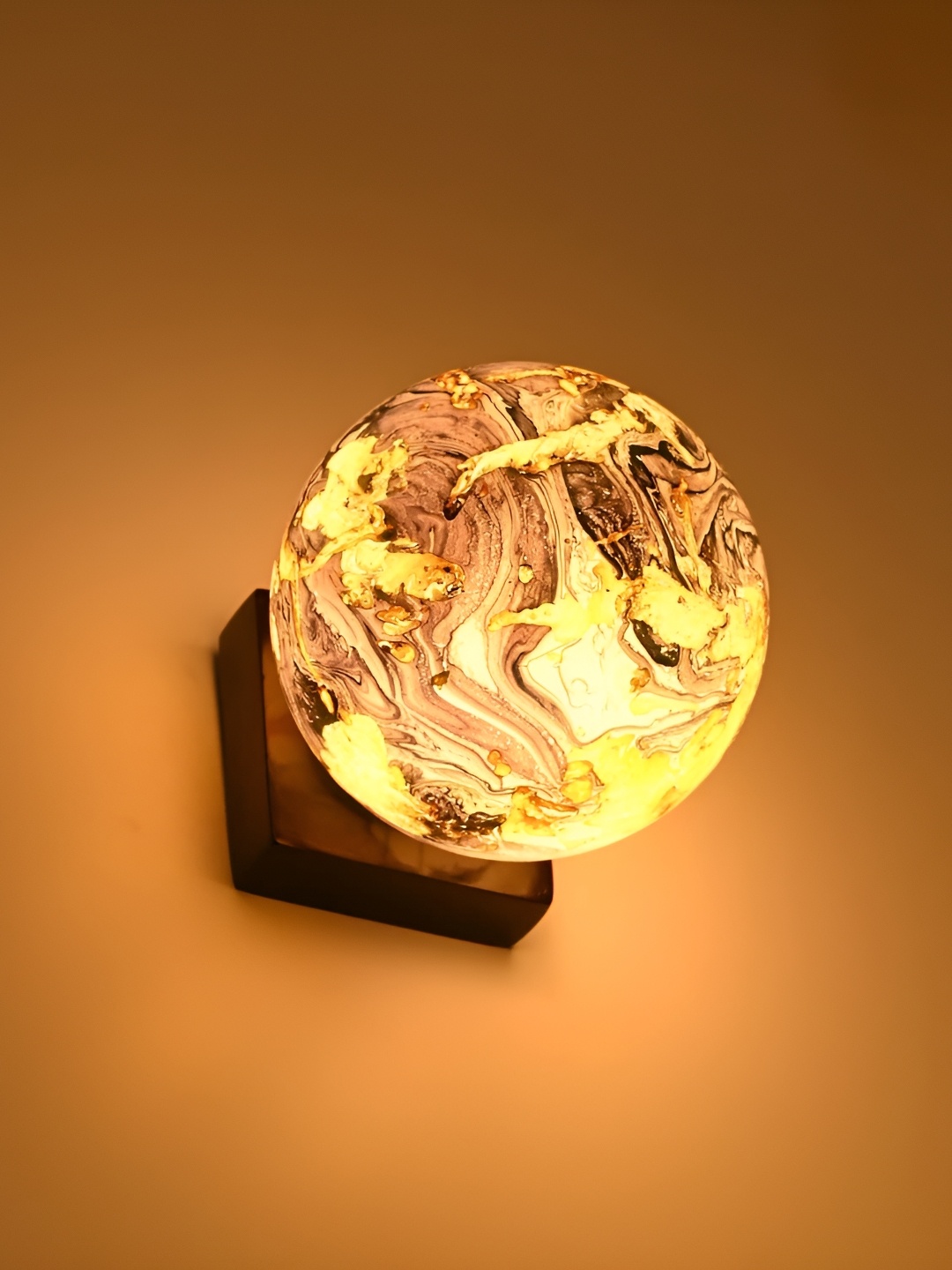 

ADWAIT Blue & Yellow Printed Glass Contemporary Spherical Shaped Wall Lamp