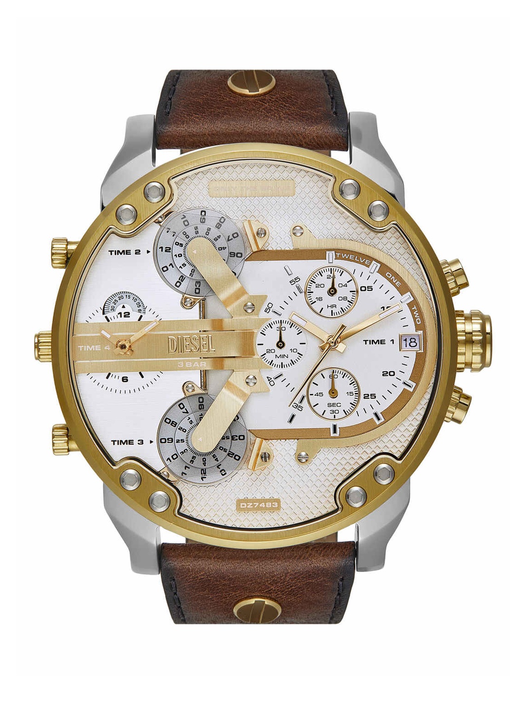 

DIESEL Mr. Daddy 2.0 Men Dial & Leather Textured Straps Analogue Chronograph Watch DZ7483, Brown