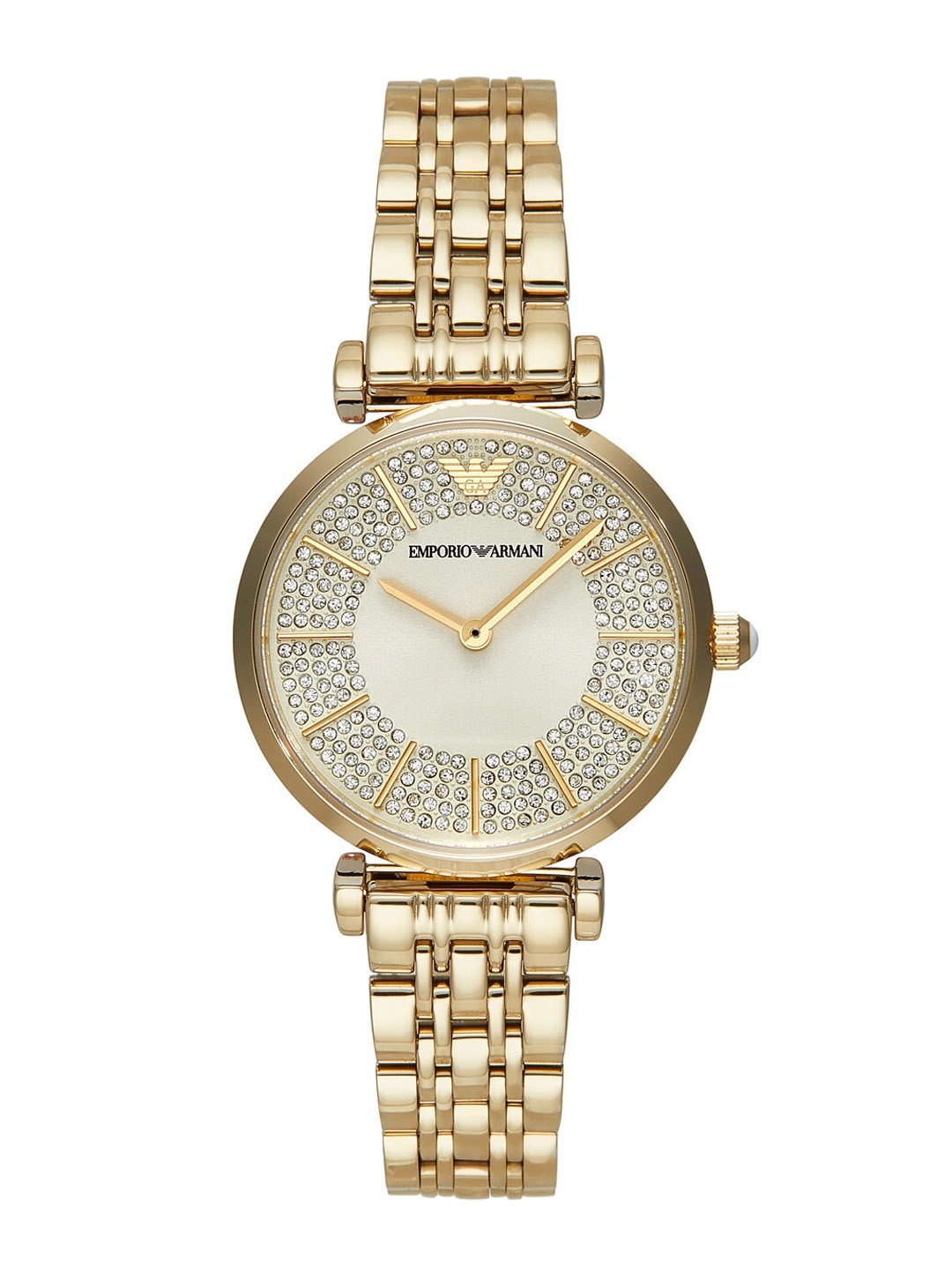 

Emporio Armani Women Embellished Dial & Stainless Steel Analogue Watch AR11608, Gold