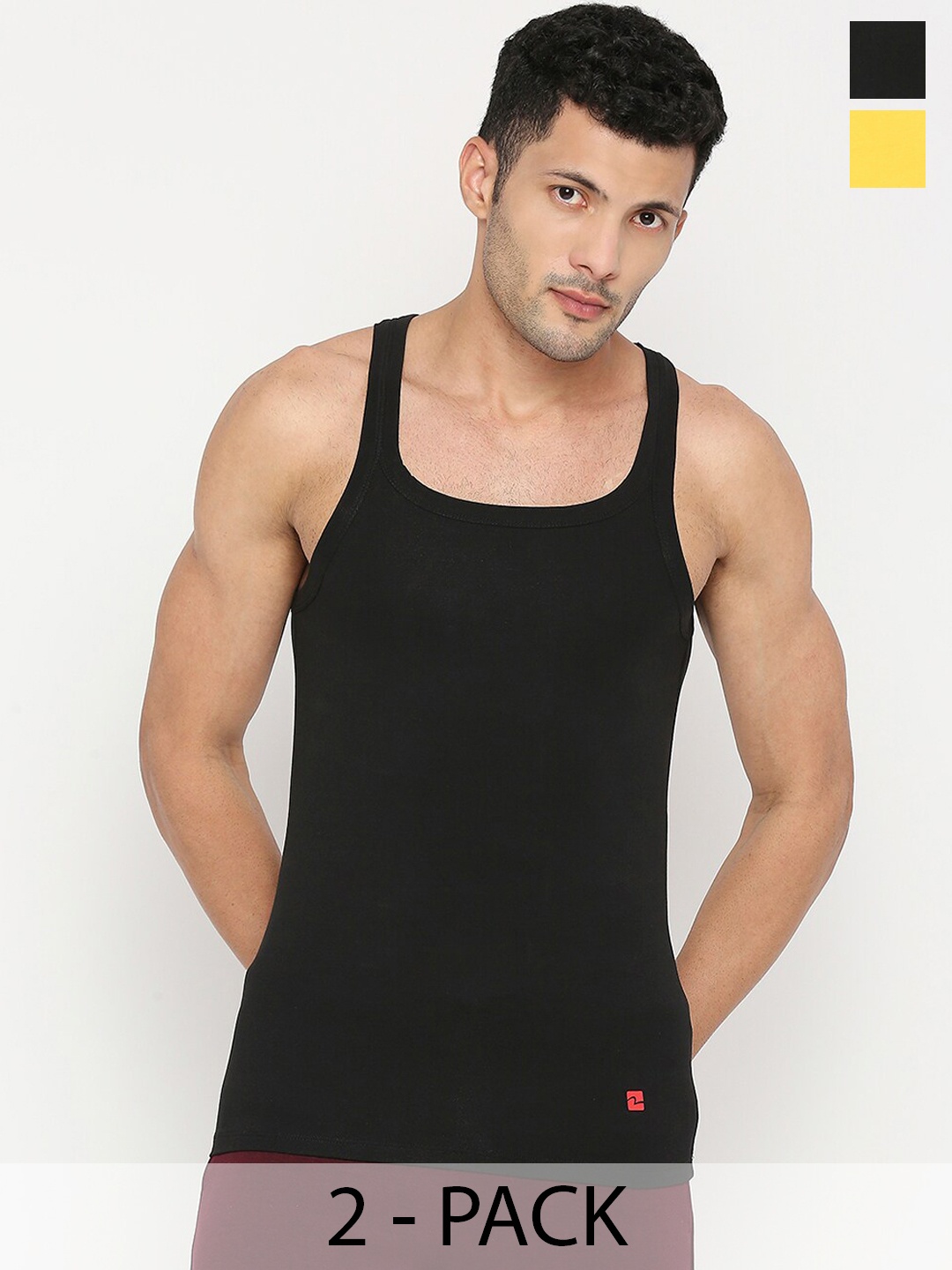 

UnderJeans by Spykar Pack Of 2 Sleeveless Innerwear Vests, Black