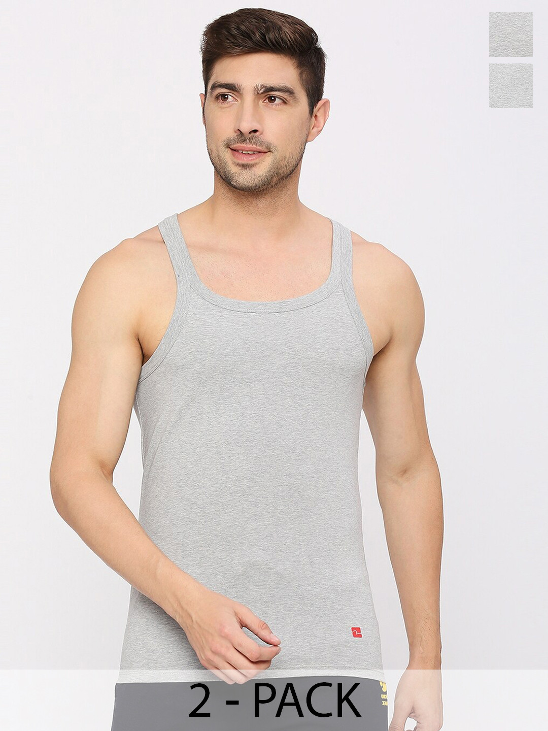 

UnderJeans by Spykar Pack Of 2 Sleeveless Innerwear Vests, Grey