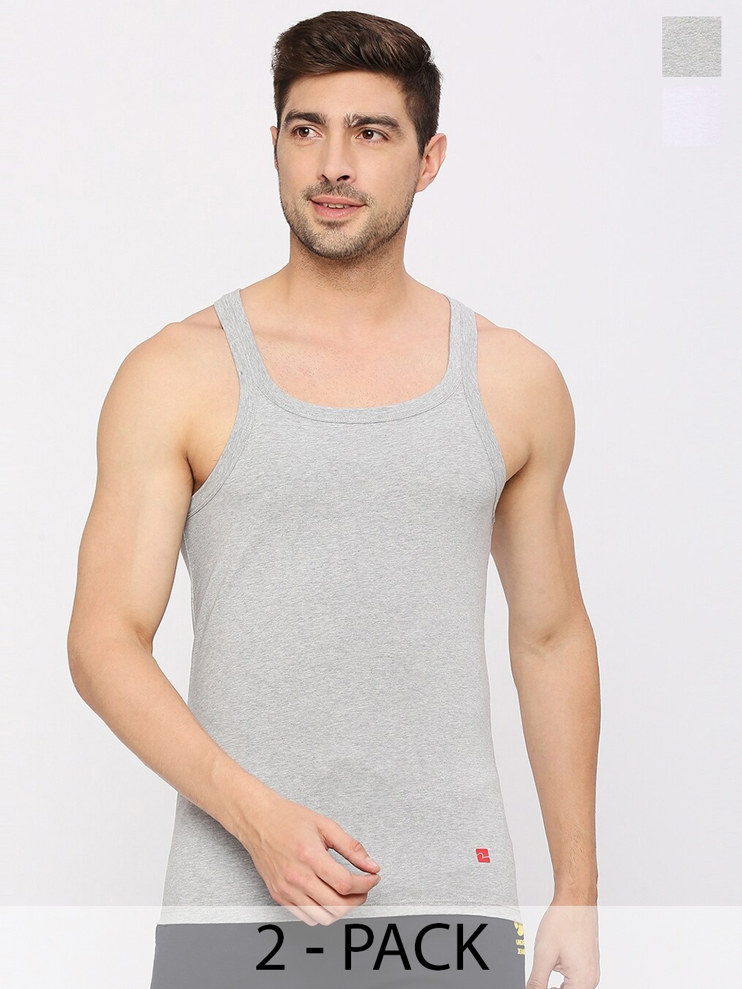

UnderJeans by Spykar Pack Of 2 Sleeveless Innerwear Vests, Grey