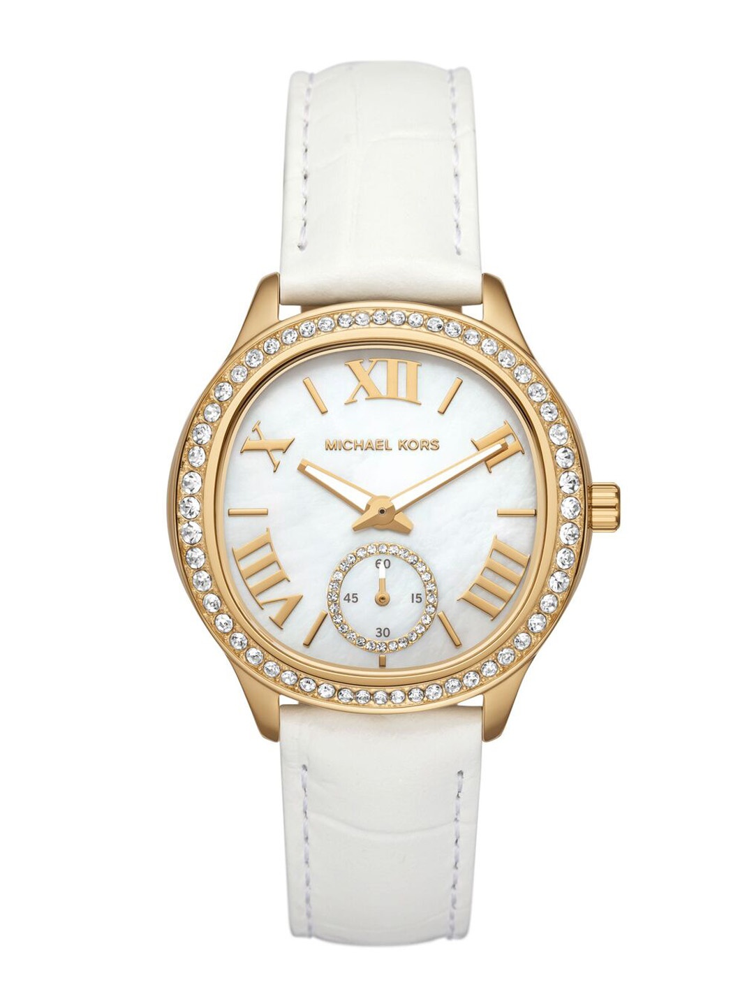 

Michael Kors Women Leather Textured Straps Analogue Watch MK4818, White