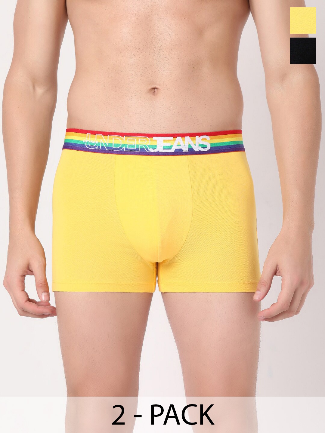

UnderJeans by Spykar Pack Of 2 Outer Elastic Trunk, Yellow