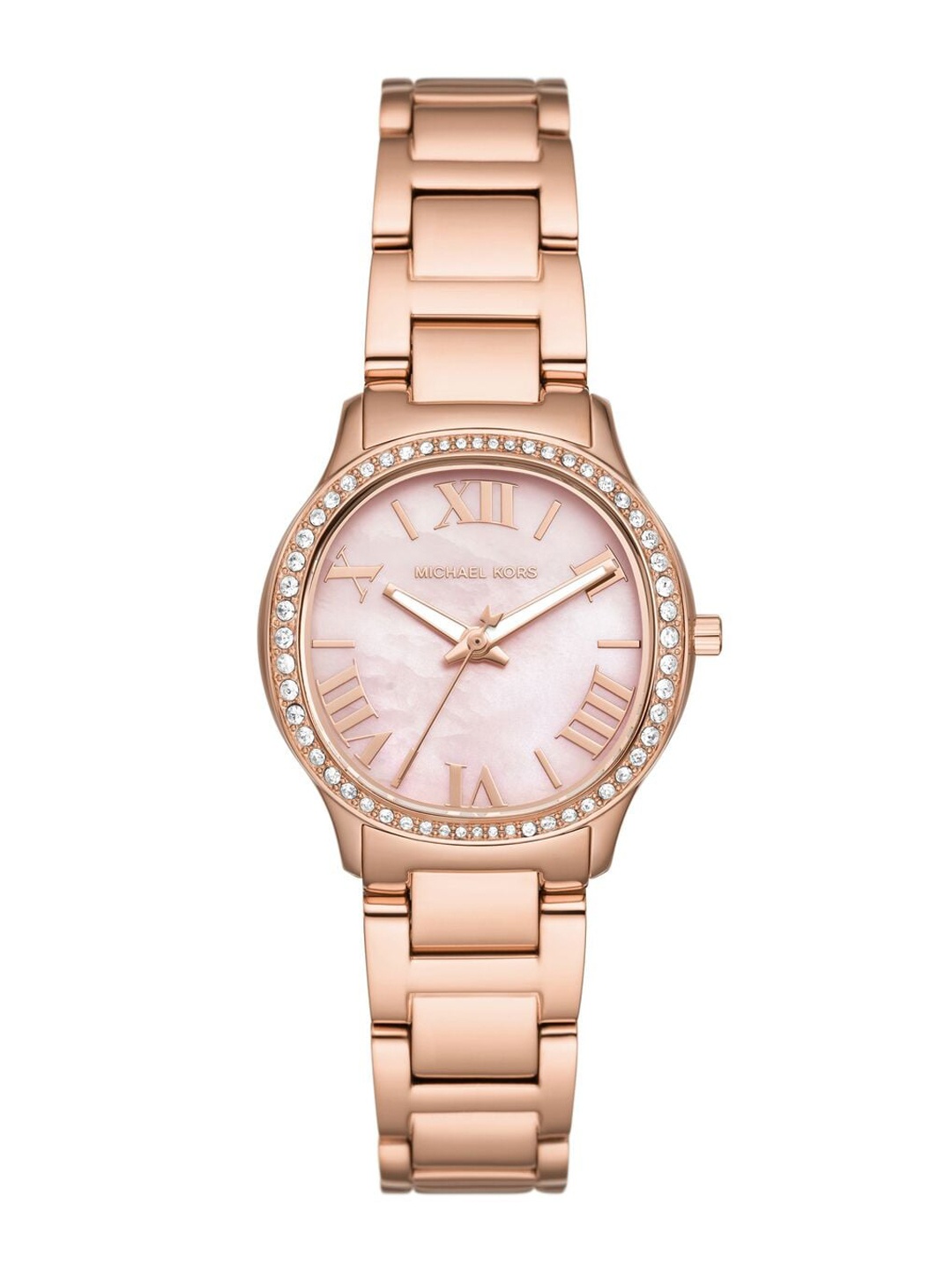 

Michael Kors Women Mother of Pearl Dial Bracelet Style Straps Analogue Watch MK4823, Rose gold