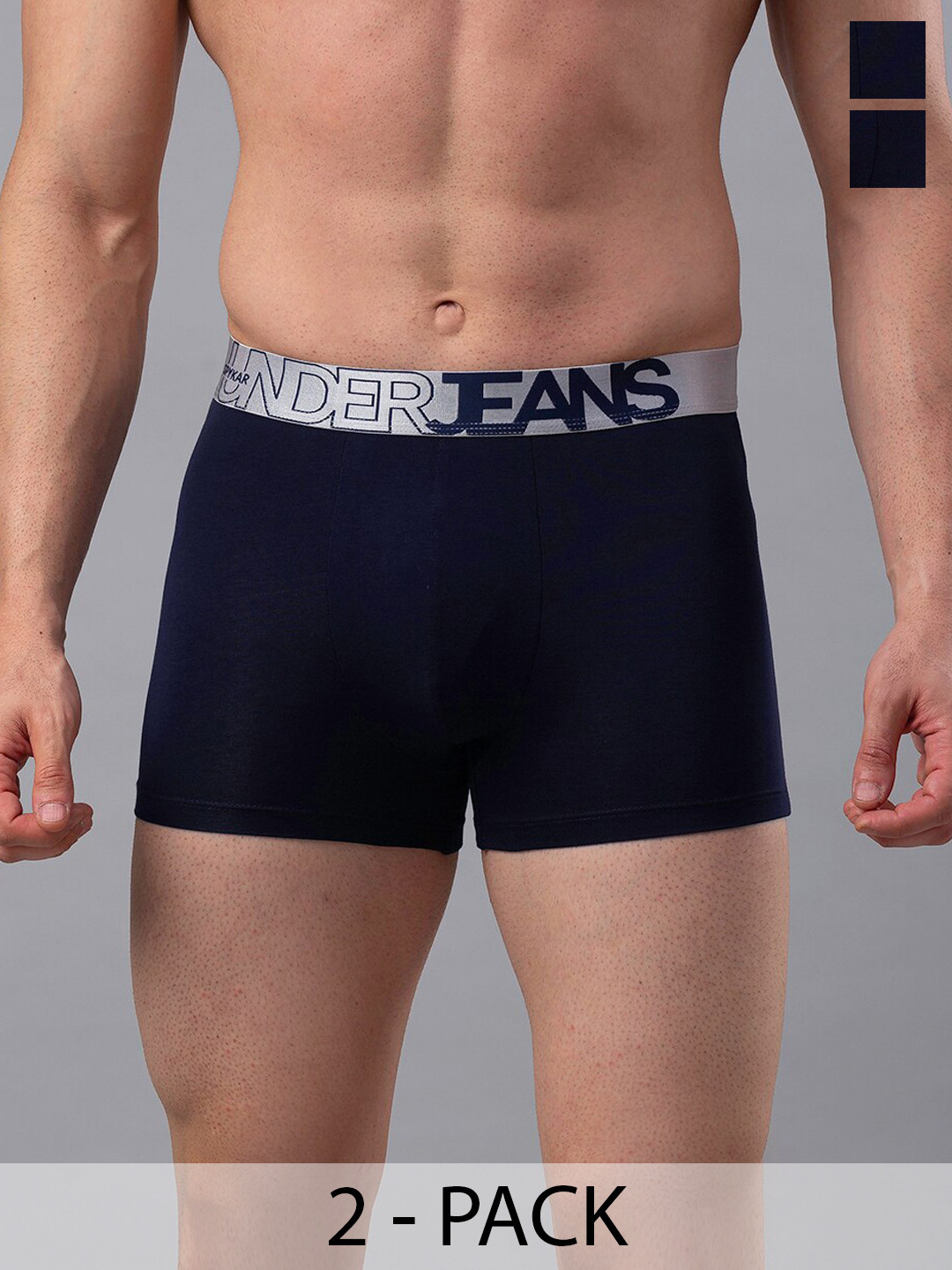

UnderJeans by Spykar Pack Of 2 Outer Elastic Trunk, Navy blue