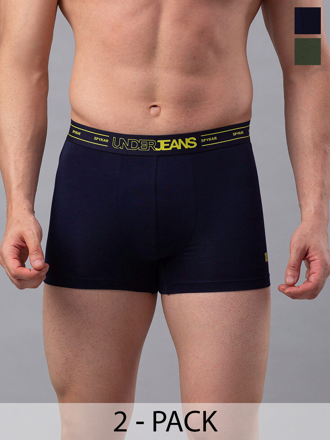 

UnderJeans by Spykar Pack Of 2 Outer Elastic Trunk, Navy blue