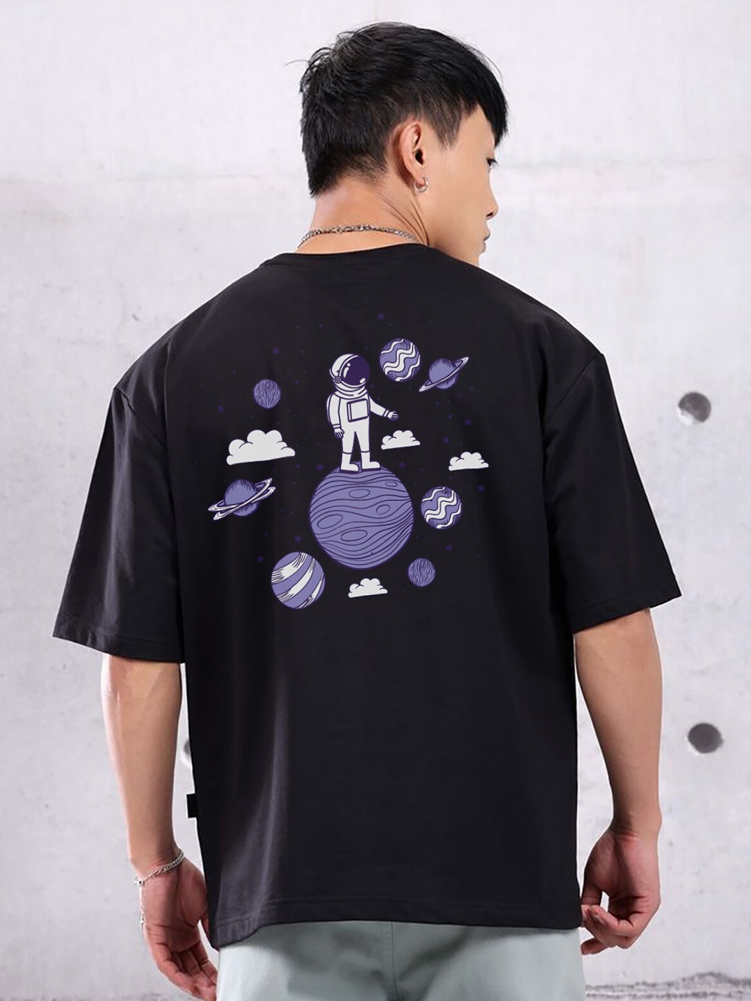 

RARESCAPE Round Neck Short Sleeves Cotton T-shirt, Black