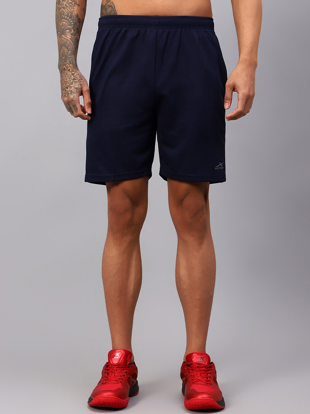 

VECTOR X Men Mid-Rise Dri-FIT Sports Shorts, Navy blue