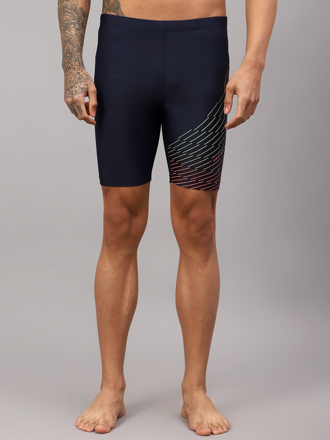 

VECTOR X Men Skinny Fit Mid Rise Dri-Fit Sports Shorts, Navy blue