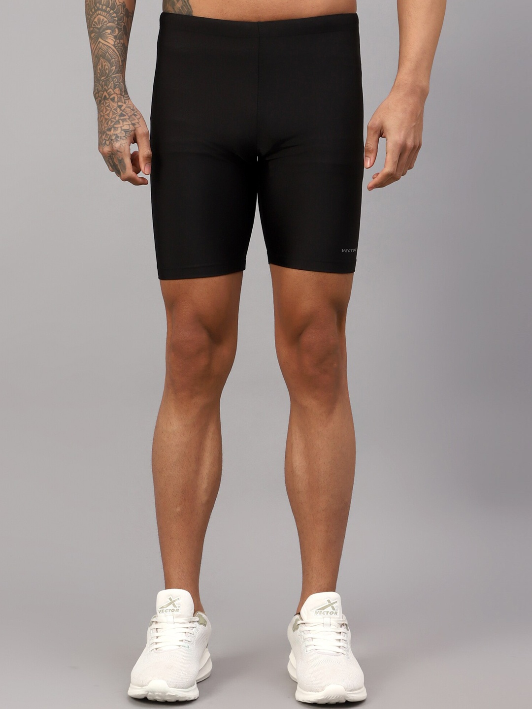 

VECTOR X Men Skinny Fit Mid Rise Dri-Fit Sports Shorts, Black