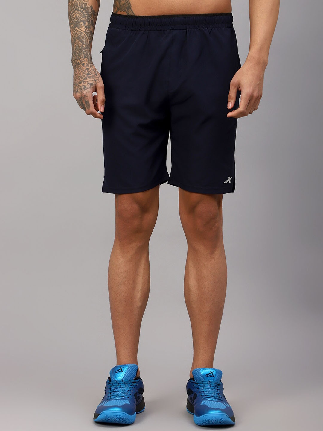 

VECTOR X Men Mid-Rise Dri-FIT Sports Shorts, Navy blue