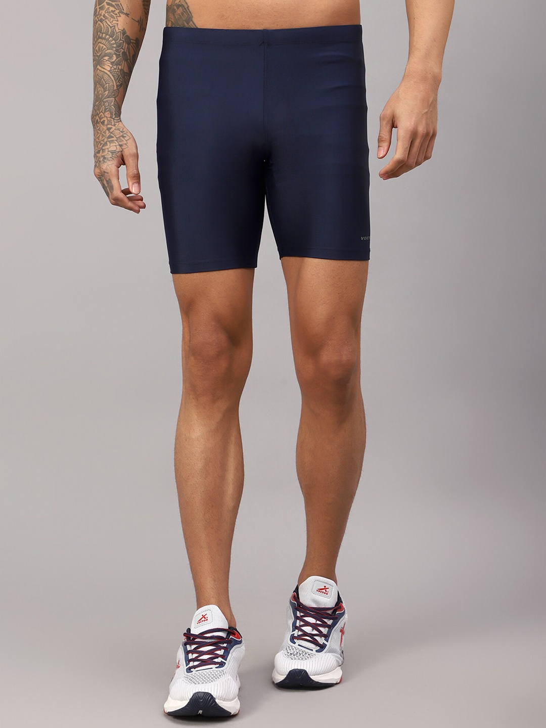

VECTOR X Men Skinny Fit Mid Rise Dri-Fit Sports Shorts, Navy blue
