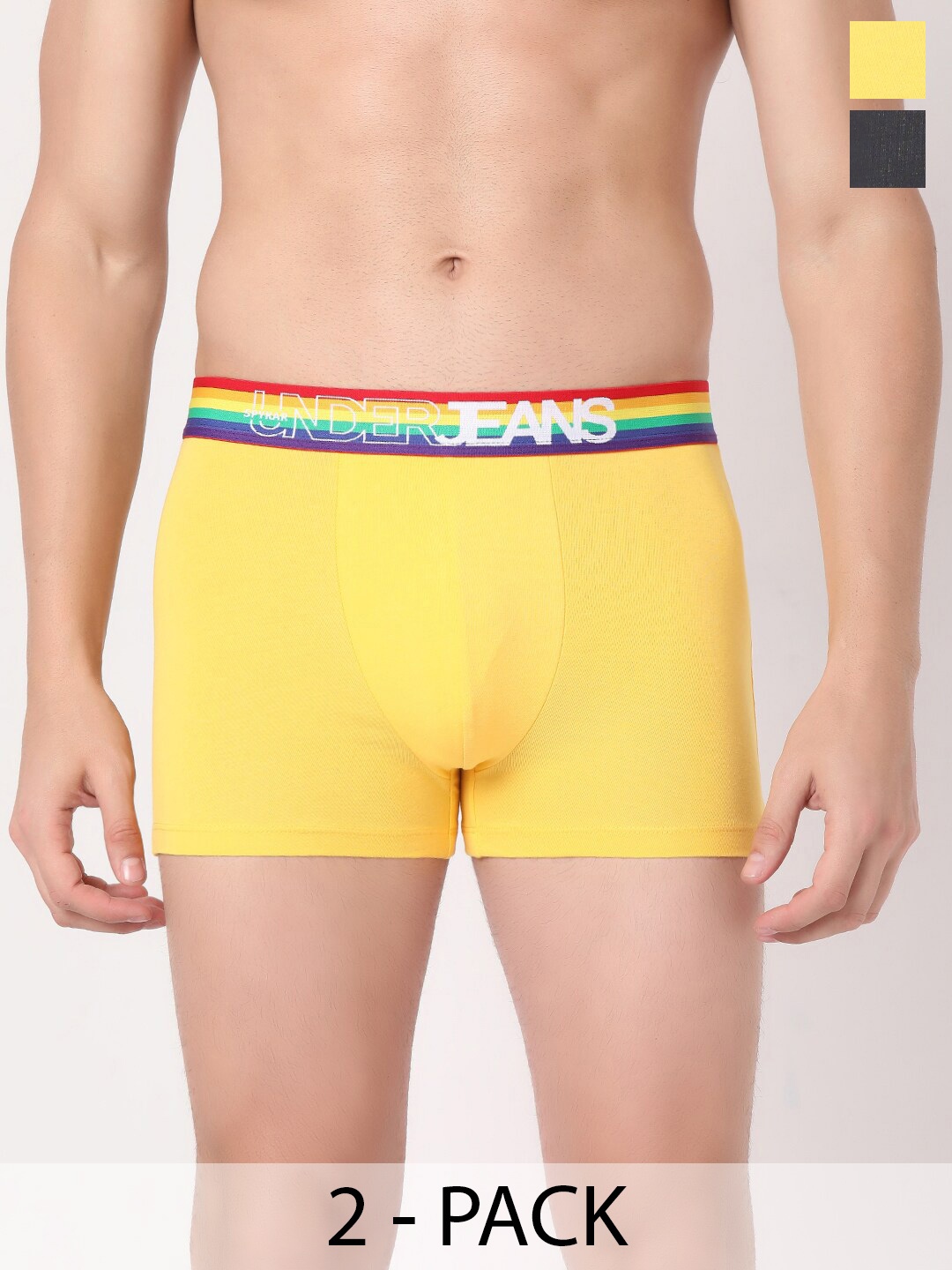 

UnderJeans by Spykar Pack Of 2 Outer Elastic Trunk, Black