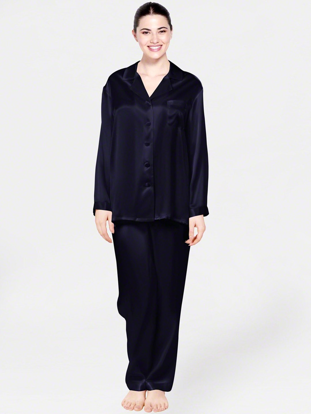 

Bella Babe by SK Cuban Collar Shirt & Pyjamas, Blue