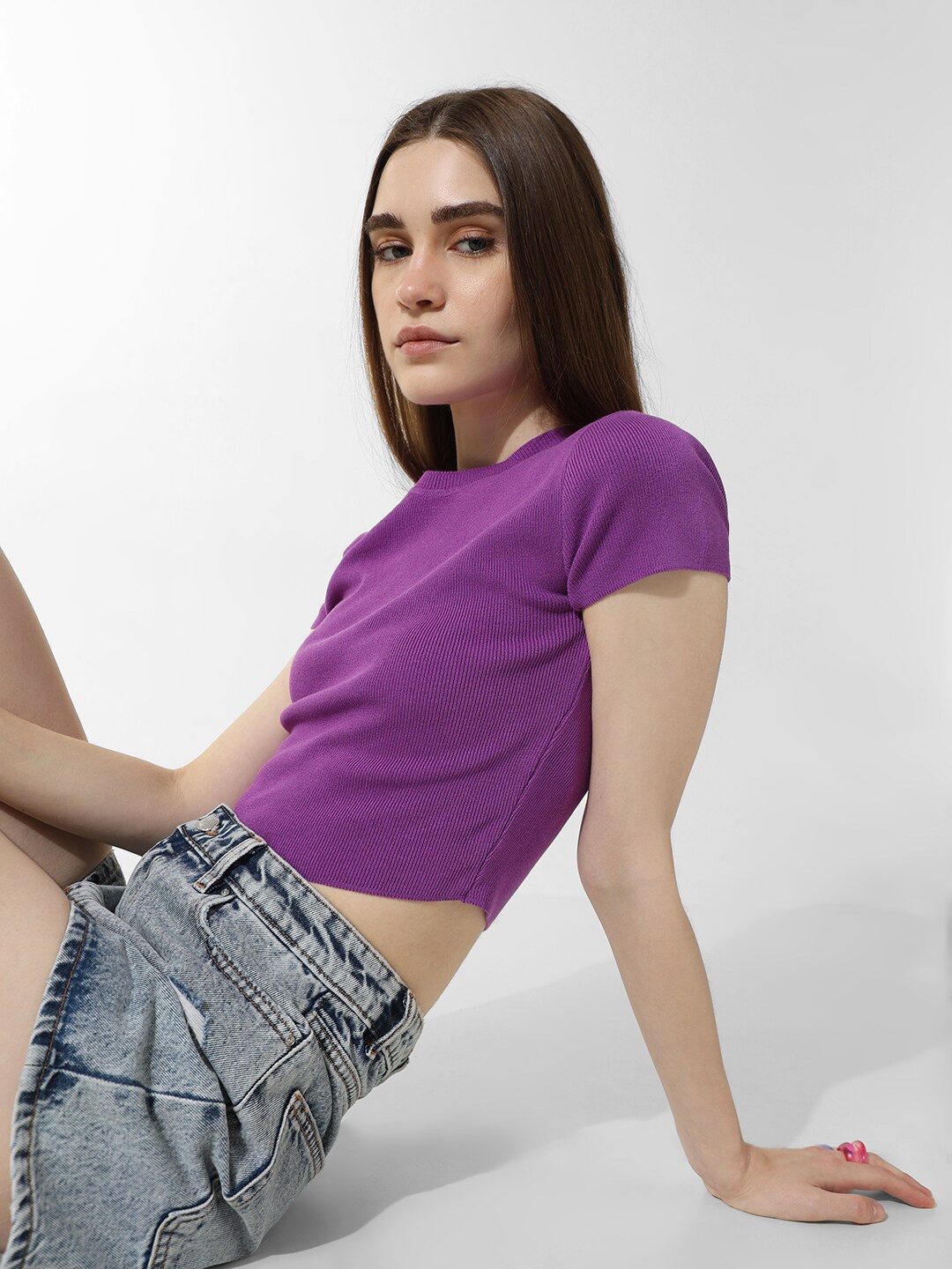 

ONLY Noos Onlmisty Fitted Crop Top, Purple