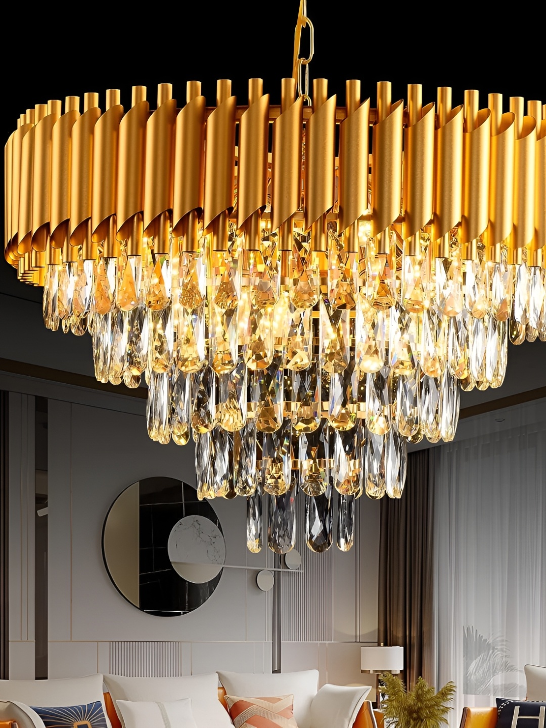 

ADWAIT Gold-Toned & Transparent Textured Glass Contemporary Ceiling Lamp