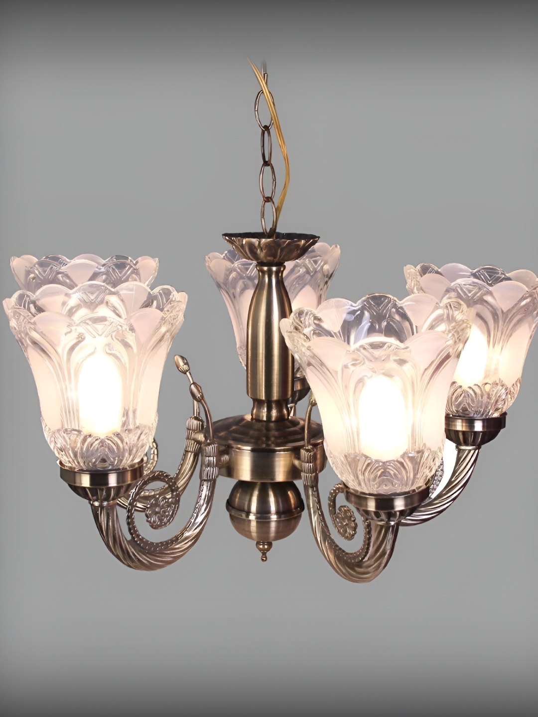 

ADWAIT White & Bronze-Toned Textured Glass Traditional Ceiling Lamp