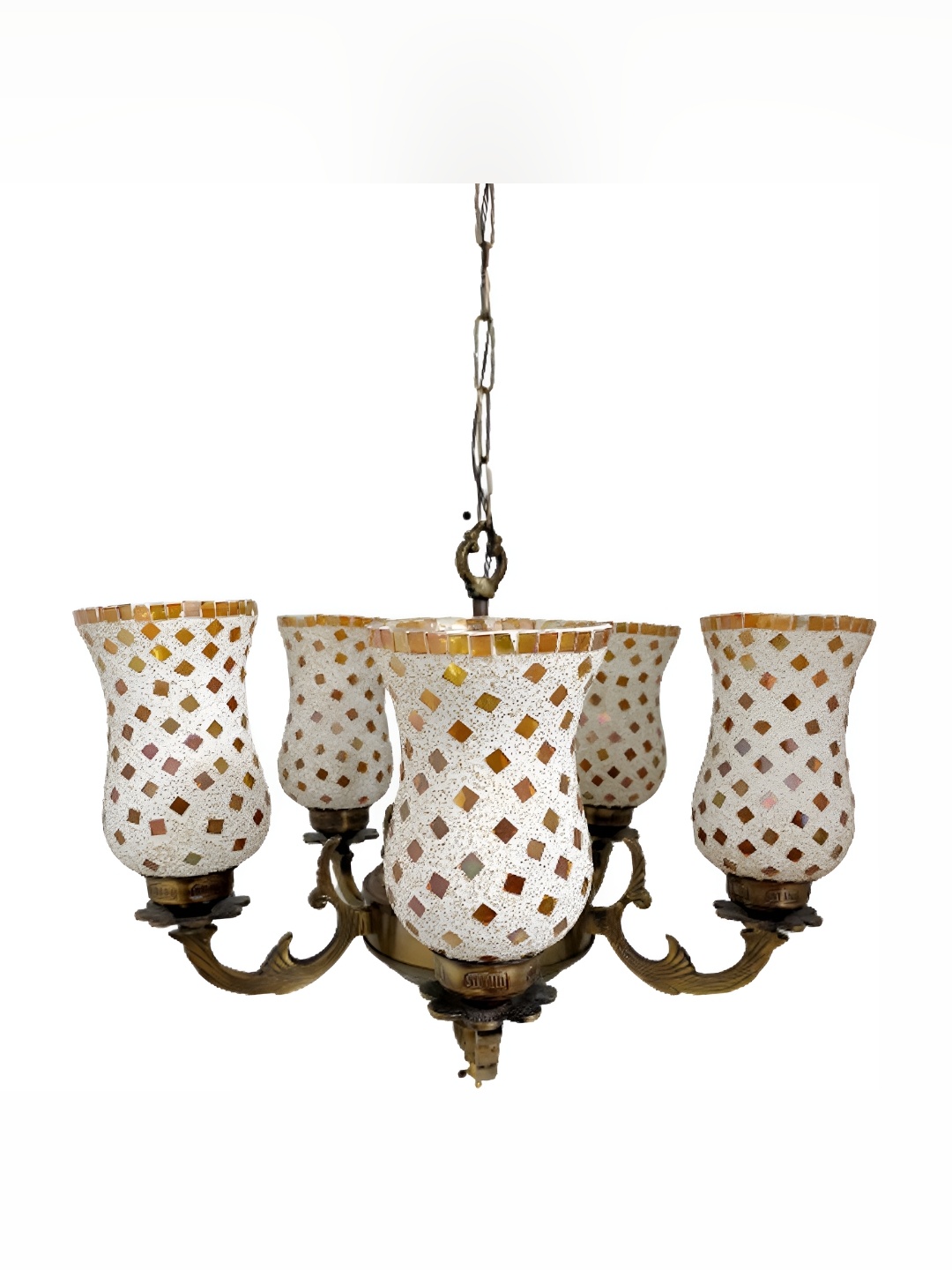

ADWAIT White & Gold-Toned Printed Glass Contemporary Ceiling Lamp