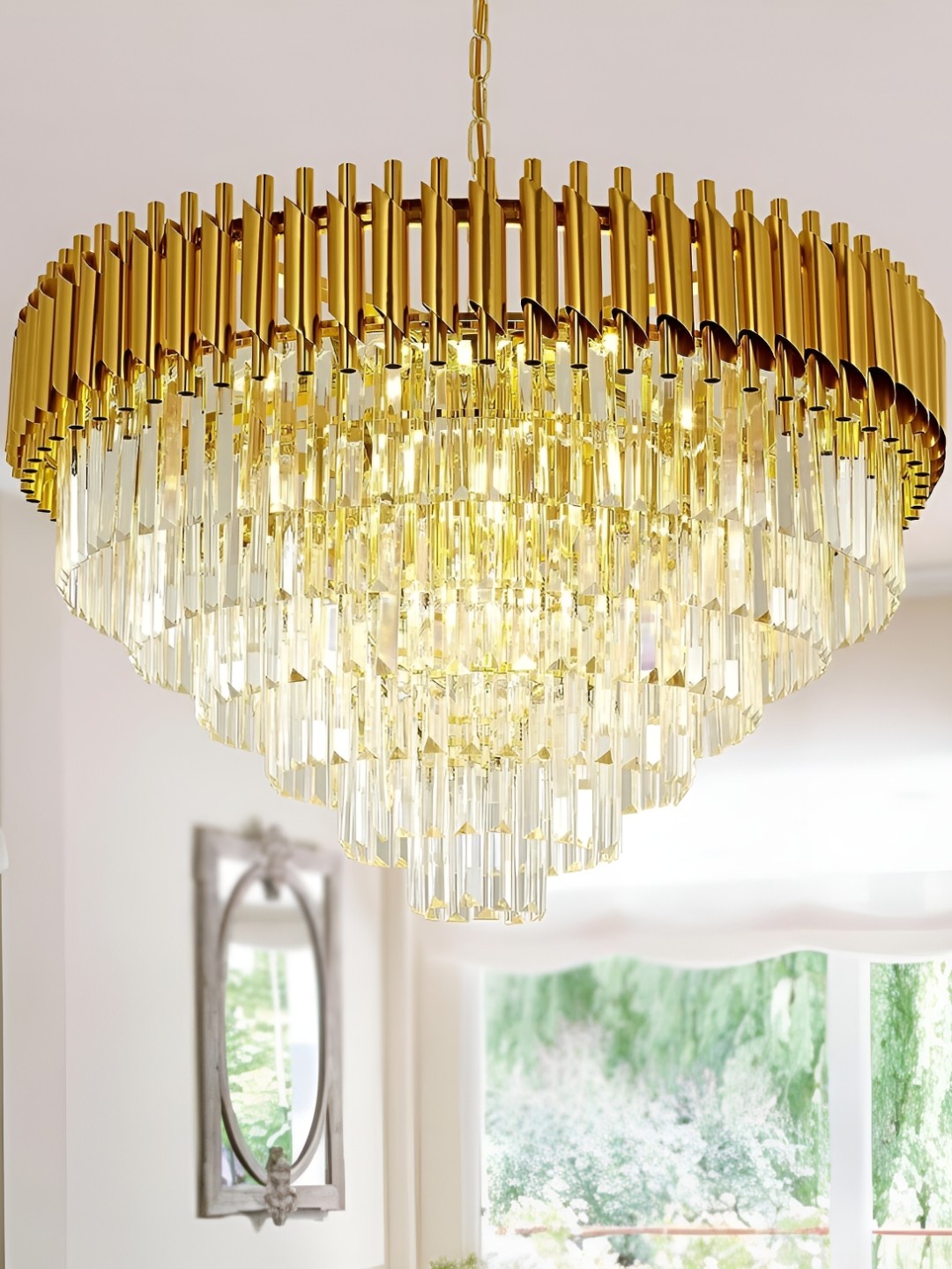 

ADWAIT Gold-Toned Textured Glass Contemporary Ceiling Lamp