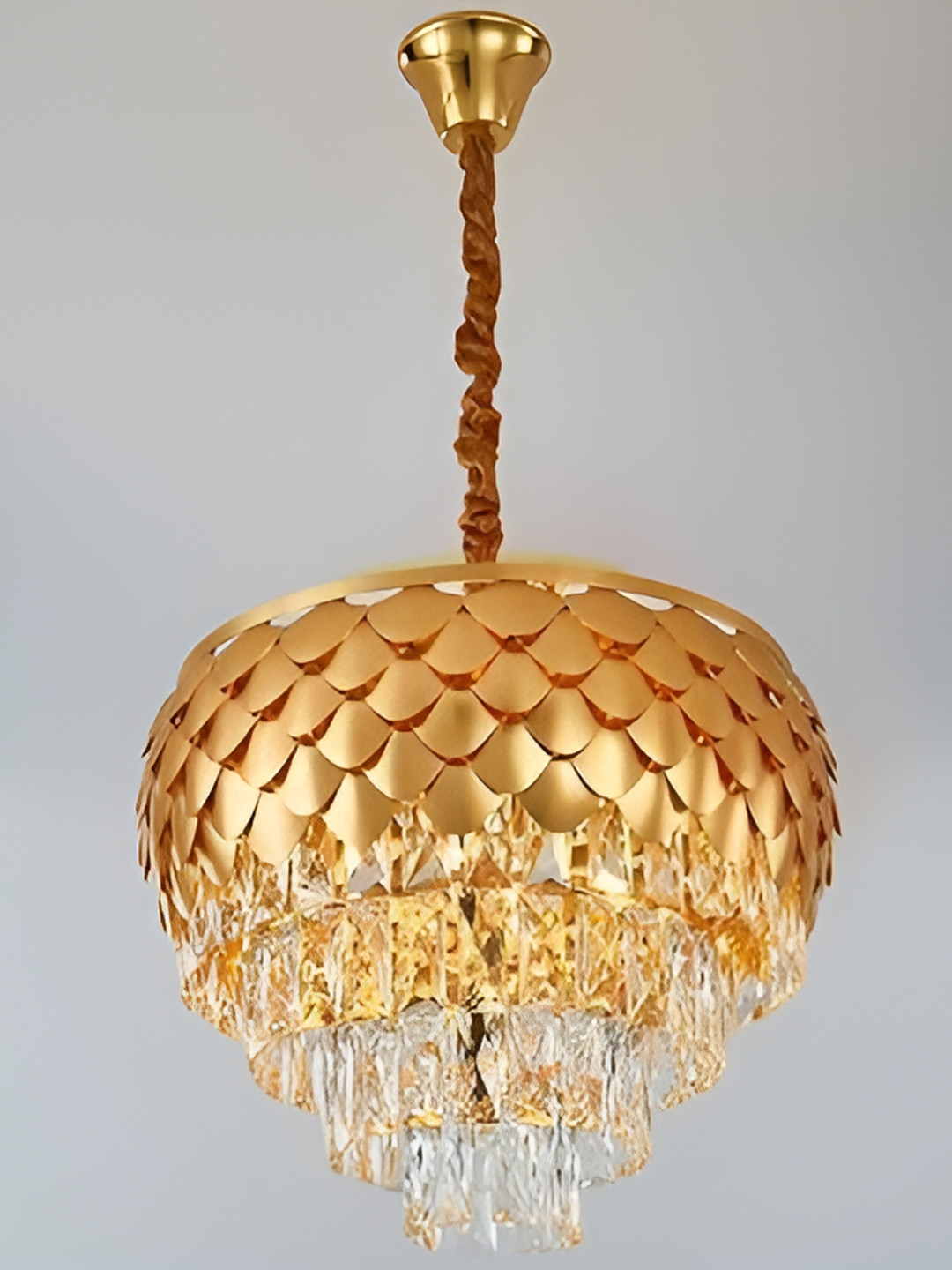 

ADWAIT Gold-Toned & White Textured Glass Ceiling Lamp