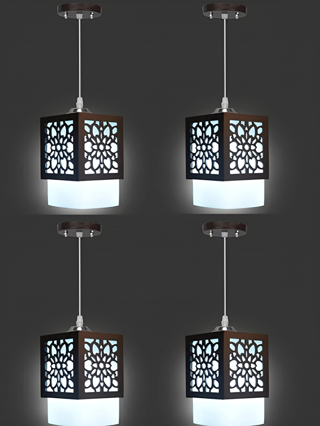 

ADWAIT White & Black 4 Pcs Textured Glass Traditional Ceiling Lamps
