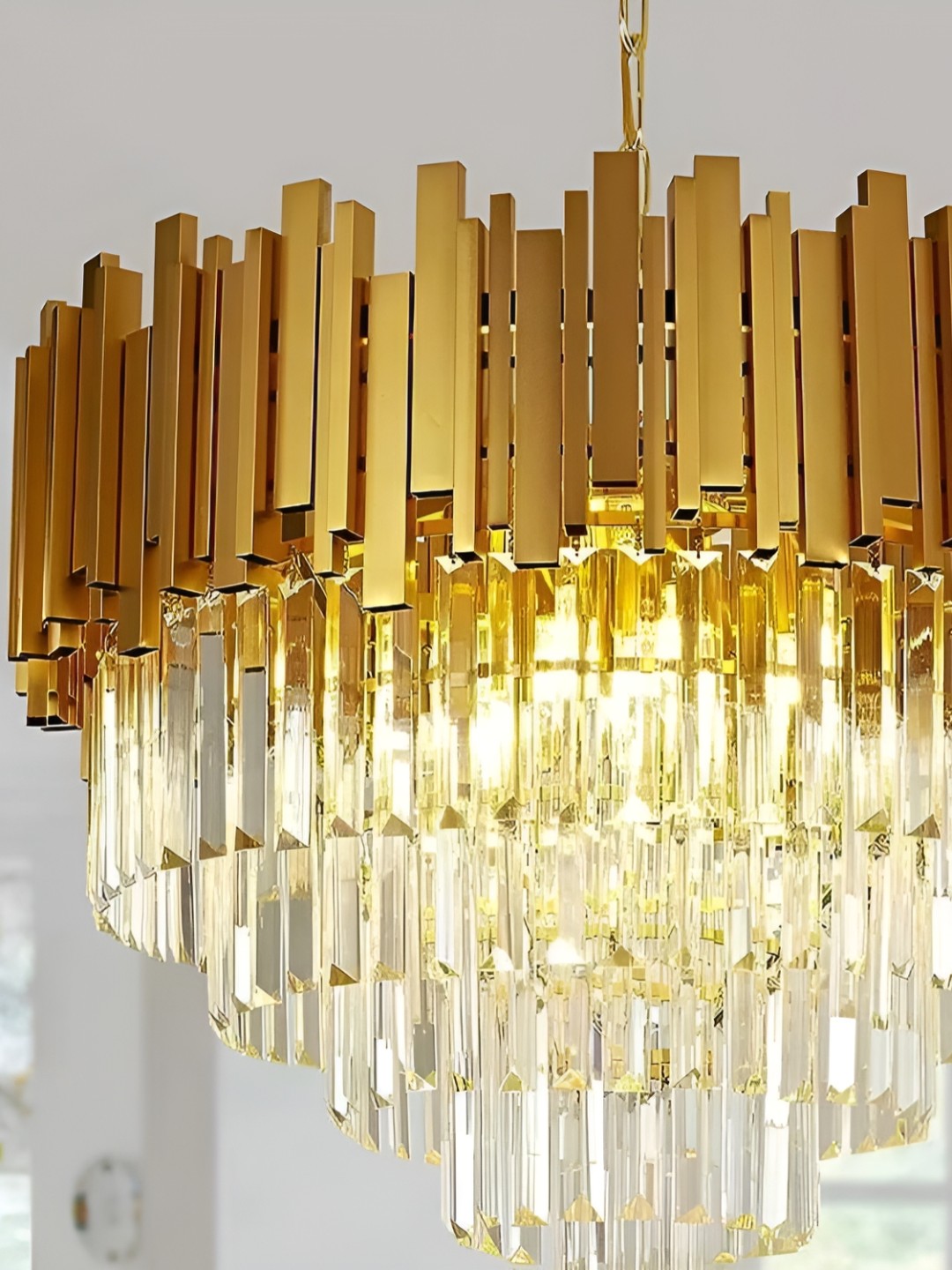 

ADWAIT Gold-Toned & White Textured Glass Traditional Ceiling Lamp