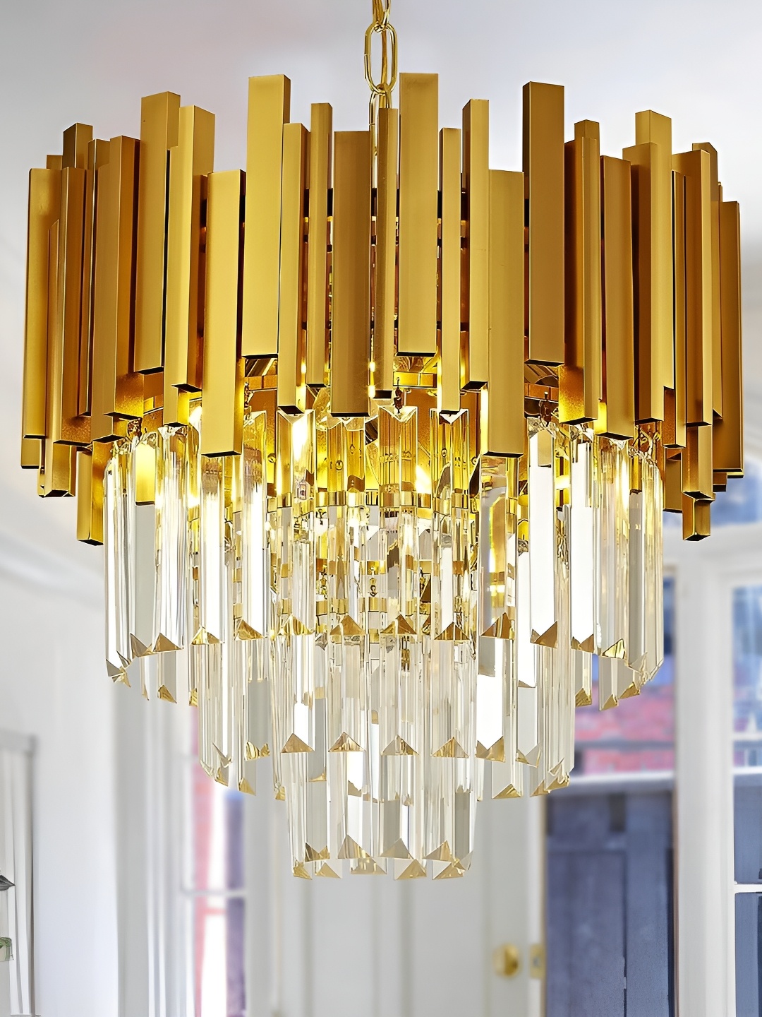 

ADWAIT Gold-Toned & Transparent Textured Glass Quirky Ceiling Lamp