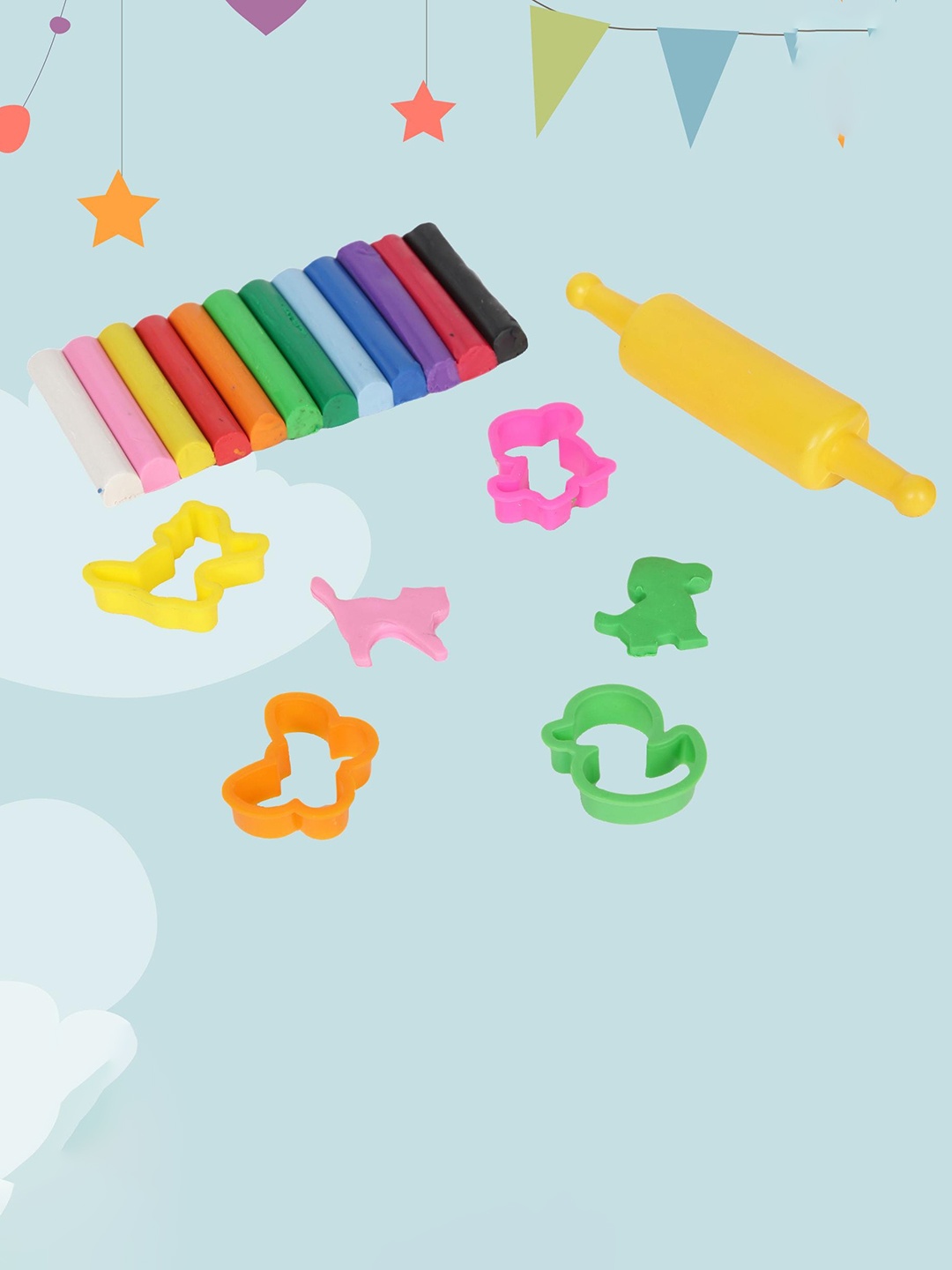 

SKOODLE Kids Clay With Star Farm Animals Moulds & Roller, Yellow