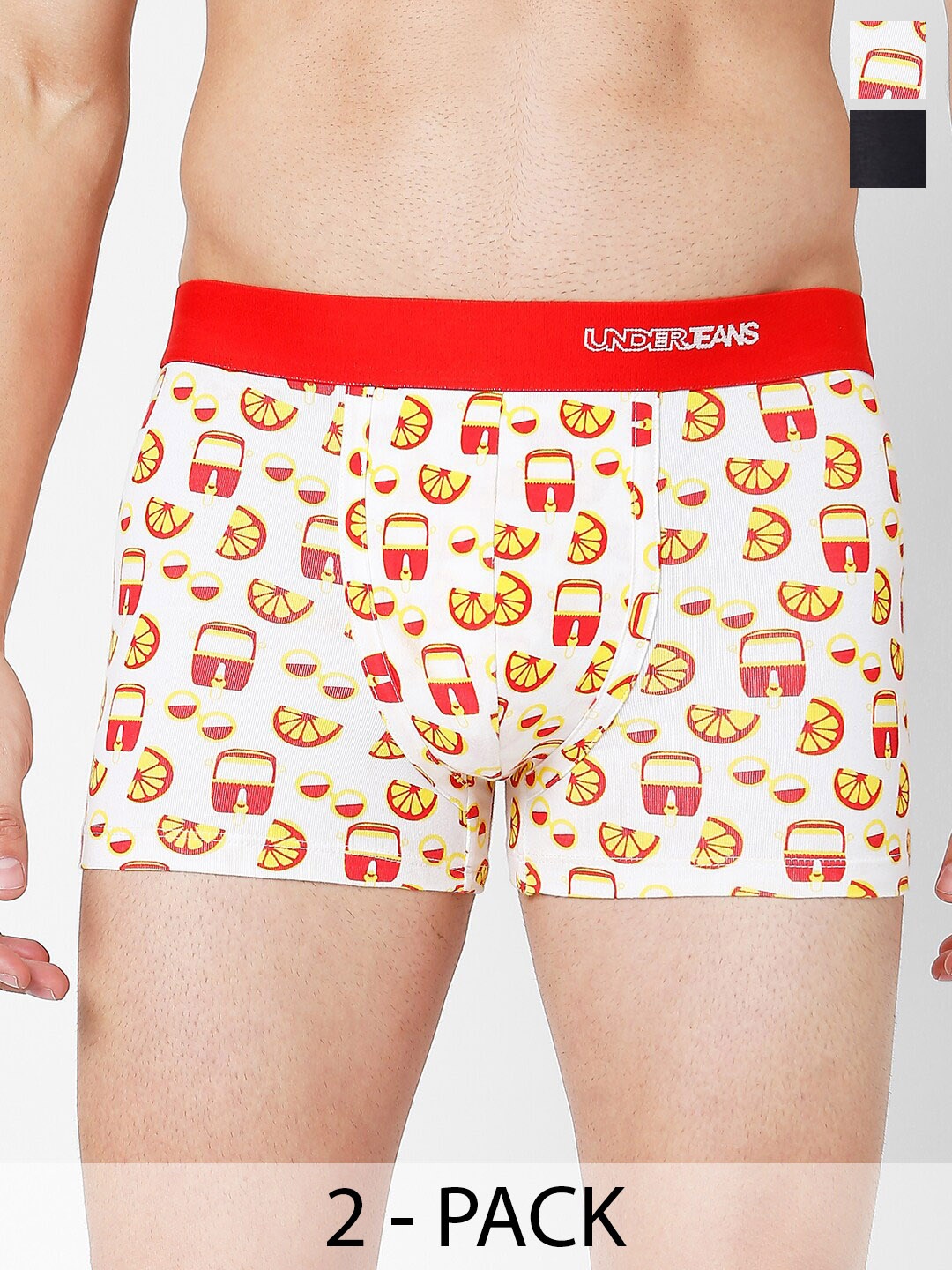 

UnderJeans by Spykar Pack Of 2 Mid Rise Trunks 18592490-1-17858806-1, Red