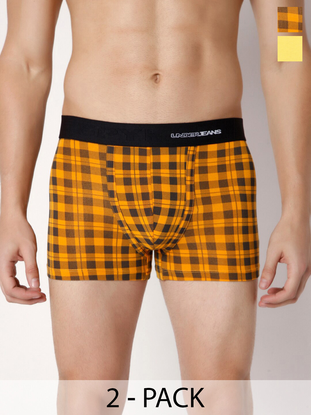 

UnderJeans by Spykar Pack Of 2 Mid Rise Trunks, Orange