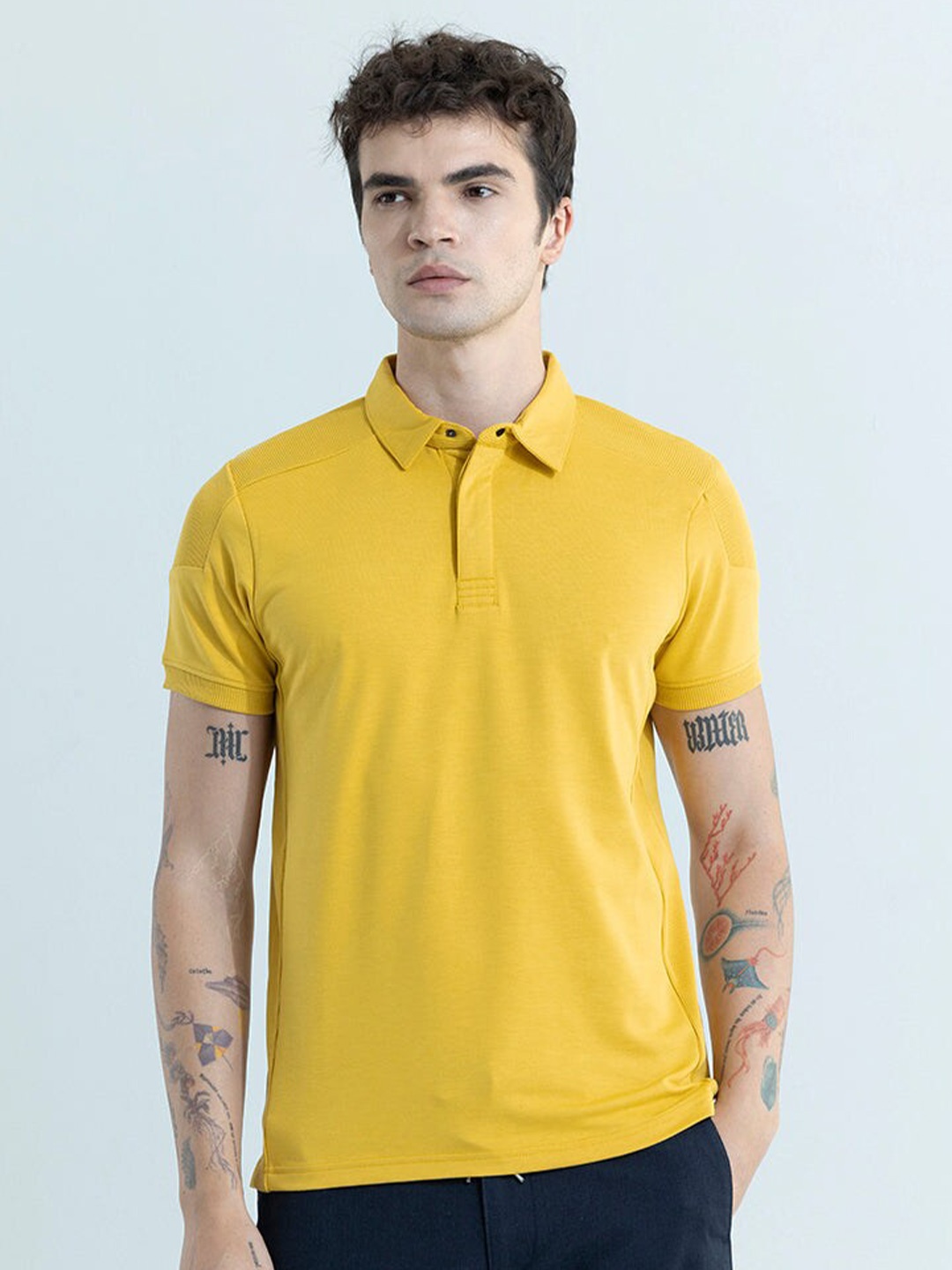 

Snitch Slim Fit Short Sleeves Polo Collar T-shirt, Yellow