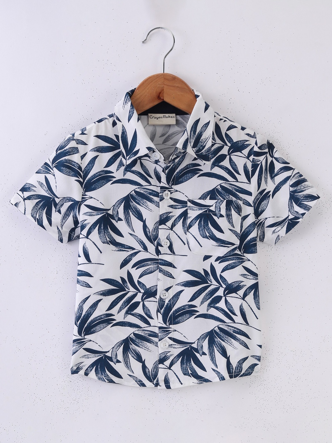 

CrayonFlakes Boys Floral Printed Spread Collar Opaque Casual Shirt, Off white